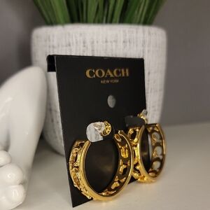 Coach Gold Signature C Hoop Earrings